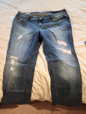 torrid Distressed Dark Blue Boyfriend Jeans